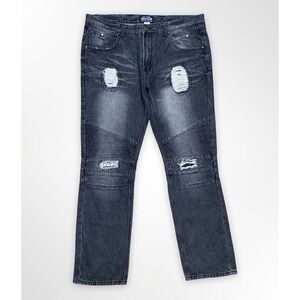 Parish Nation Jeans Men's Size 40x33 Black Denim Distressed Streetwear Y2K